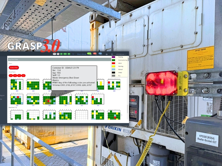GRASP Reefer Monitoring Software converts TOS generated lists to work orders and reports reefer alarms from BEACON