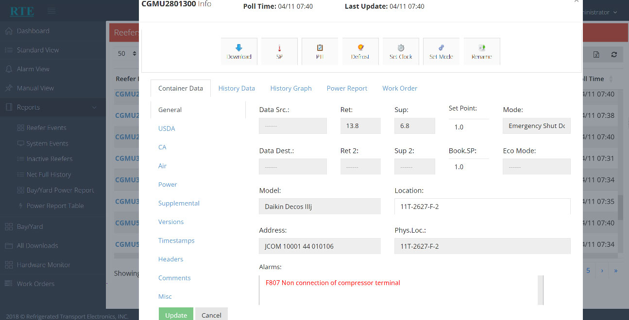 GRASP Container Data View